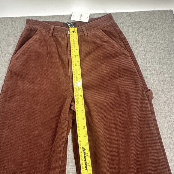 NEW! Forever 21 Corduroy Cargo Pants Wide Leg Brown Large $34.99 High Waisted - Picture 7 of 12